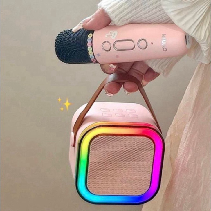 Loa bluetooth karaoke Kinyo K12 tặng kèm 2 mic và sticker,loa karaoke không dây âm thanh bass hay cùng đèn led có B HOT | BigBuy360 - bigbuy360.vn