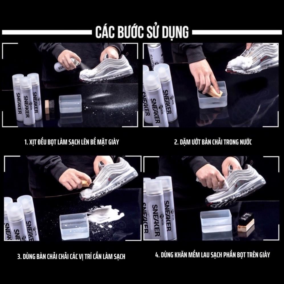 Bình Xịt Vệ Sinh Giày, Bình Xịt Bọt Tuyết Giặt Khô Giày, Dung Dịch Vệ Sinh Giày Dép Sneaker Cao Cấp