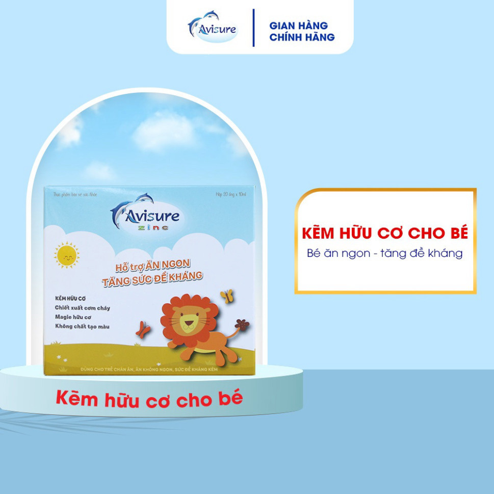 Tích điểm - Avisure ZinC kẽm hữu cơ cho bé hỗ trợ ăn ngon, tăng đề kháng hết biếng ăn Hộp 30 ống