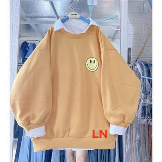 Áo nỉ bo lô gô mặt cười, áo chất nỉ ấm, không xù, áo thu đông mặc được cả nam và nữ -DT