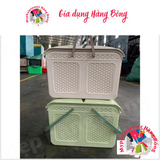 Rổ đựng đồ đi đẻ, làn nắp 2604 nhựa Việt Nhật, rổ đựng đồ có quai đi đẻ, rỏ xách đựng đồ