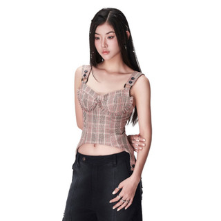 Áo Xếp Ly Cúp Ngực Caro Hồng BunnyHill SSLC11 G