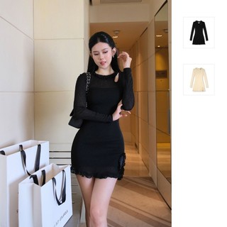 Đầm nữ ngắn long sleeves circle, chất vải thun giấy thoải mái, wdn075,somehow