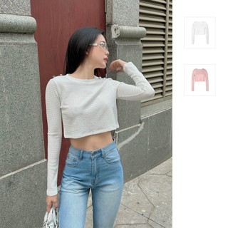 Áo Croptop Nữ Basic Long Sleeves, Chất Vải Thun Thoải Mái, WAC014, SOMEHOW