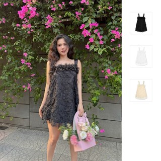 Đầm Ngắn Nữ Floral Chest, Chất Vải Lưới Lông Vũ Thoải Mái, WDN021, SOMEHOW