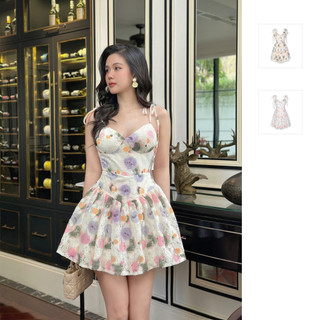 Đầm Nữ Ngắn Ombre Flower Sundress, Chất Vải Ren In Họa Tiết Thoải Mái, WDN033, SOMEHOW