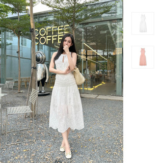 Đầm Nữ Dài High Neck Elas Waist, Chất Vải Vải Boi Thêu Thoải Mái, WDD030, SOMEHOW