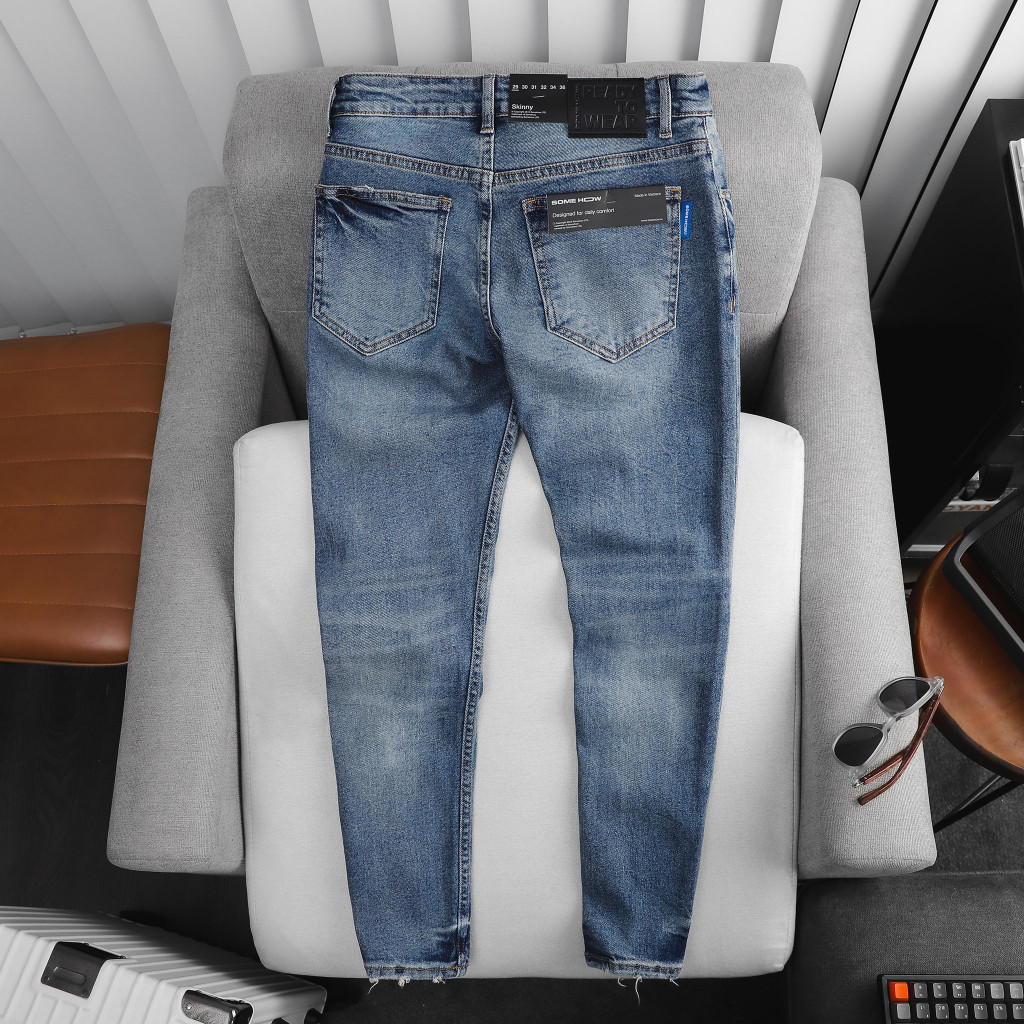 Quần Jean Nam Skinny Stone Legopen Blue, Chất Vải Jean Cotton Thoải Mái, QJ0047, SOMEHOW