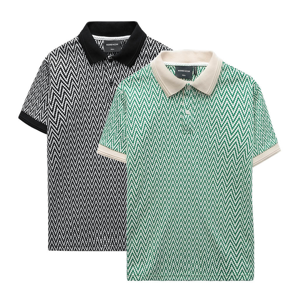 Áo Polo Nam Pixel Waves, Chất Vải Cotton blend Thoải Mái, PL0056, SOMEHOW