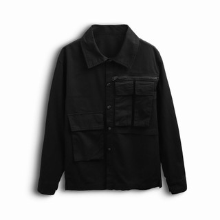 Áo Khoác Nam Bomber Khóa Zip Túi Đen INF, Vải Kaki Dày Dặn Form Regular AK003365, SOMEHOW,