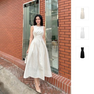 Đầm dài nữ plain sleeveless, chất vải taffta silk thoải mái, wdd013, somehow