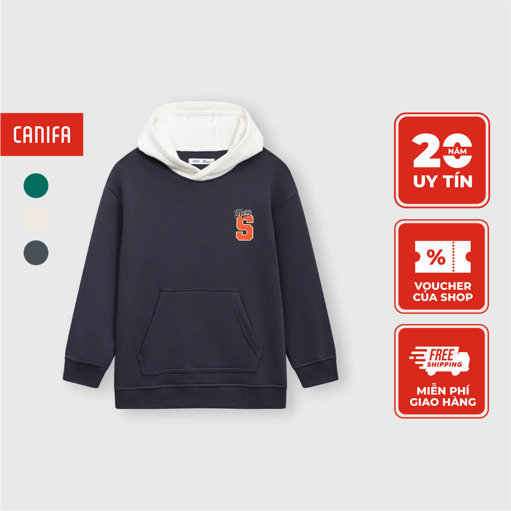 Áo nỉ bé trai CANIFA áo hoodie có mũ dài tay in hình 2TW23C002