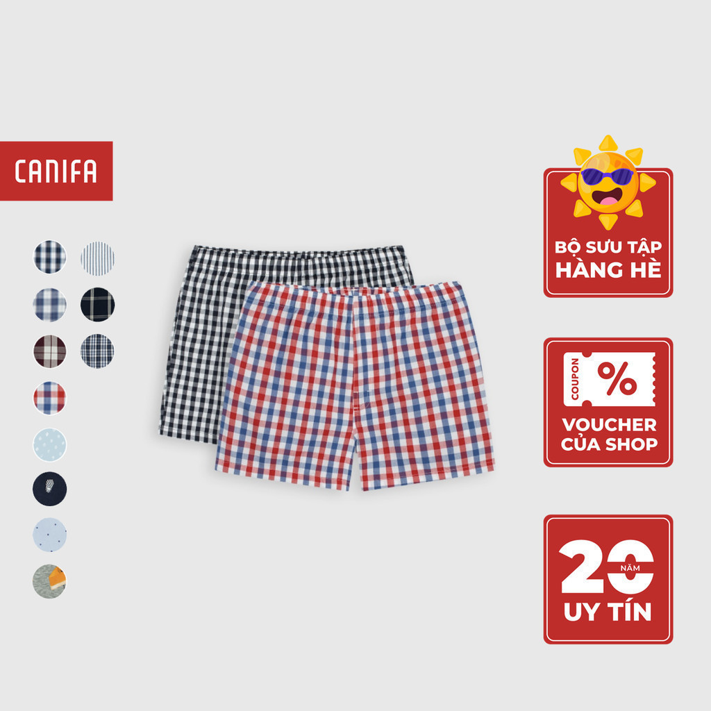Combo 2 quần short nam CANIFA 100% cotton cạp chun 8LA22A010