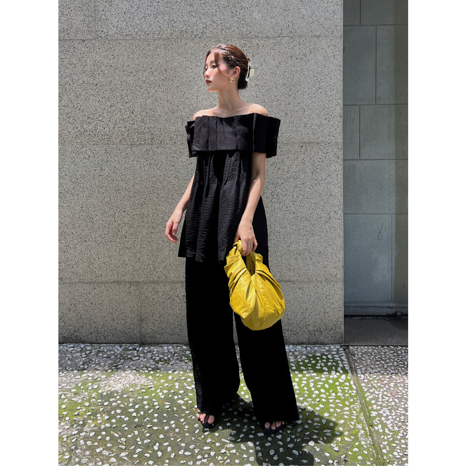 COCO SIN - Quần Linen Đen Dài Xếp Ly