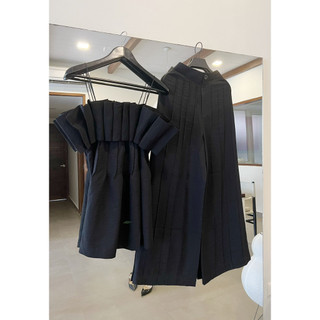 COCO SIN - Quần Linen Đen Dài Xếp Ly