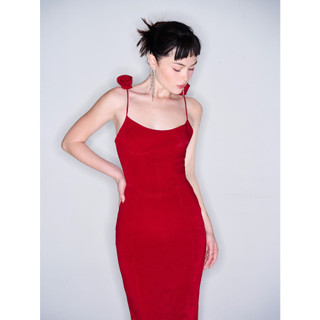 COCO SIN - Đầm Nhung Đỏ 2 Dây