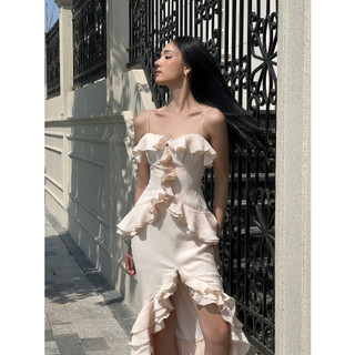COCO SIN - Đầm Tơ 2 Dây Ruffle