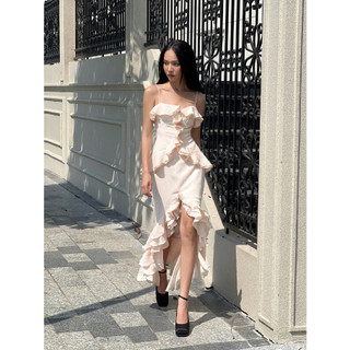 COCO SIN - Đầm Tơ 2 Dây Ruffle