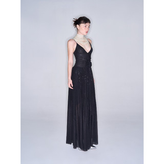 COCO SIN - Đầm 2 Dây Thun Sequin Đen