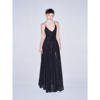 COCO SIN - Đầm 2 Dây Thun Sequin Đen