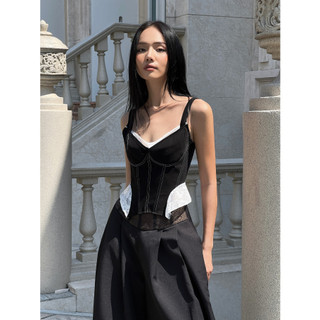 Coco sin - áo corset nhung đen phối ren