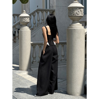 COCO SIN - Áo Corset Nhung Đen Phối Ren
