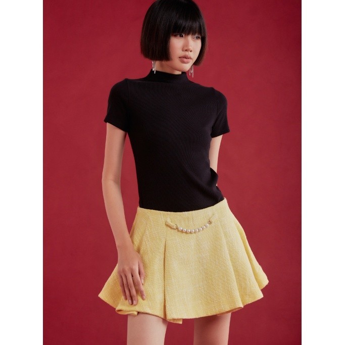 COCO SIN - Váy Mini Tweed Vàng Phối Pearl