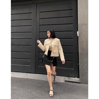 COCO SIN - Váy Đen Phối Túi Đính Nút Gold