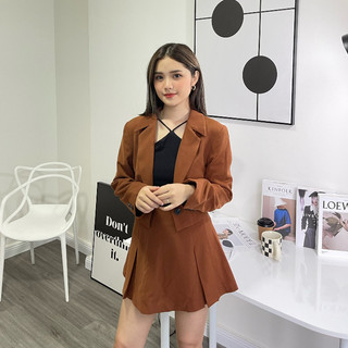 COCO SIN - Váy Mini Nâu Xẻ Lai