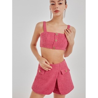 COCO SIN - Skort Hồng Đính Nút Gold