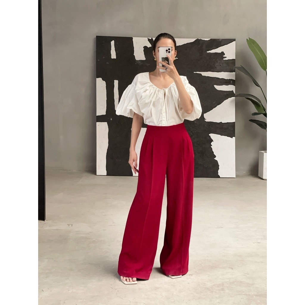 COCO SIN - Quần Đỏ Ống Rộng