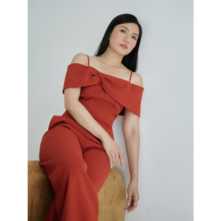 COCO SIN - Jumpsuit Đỏ Cam Xếp Nơ