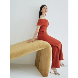 COCO SIN - Jumpsuit Đỏ Cam Xếp Nơ