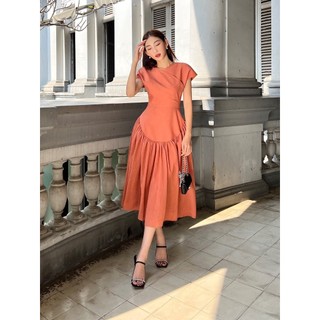 COCO SIN - Đầm Tơ Cam Midi