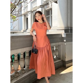 COCO SIN - Đầm Tơ Cam Midi