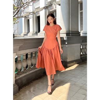 COCO SIN - Đầm Tơ Cam Midi