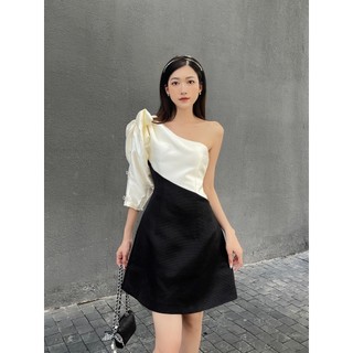 Coco sin - đầm lệch vai b&w đính nơ