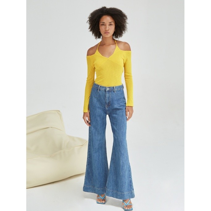 COCO SIN - Áo Thun Vàng Tay Dài Trẹt Vai