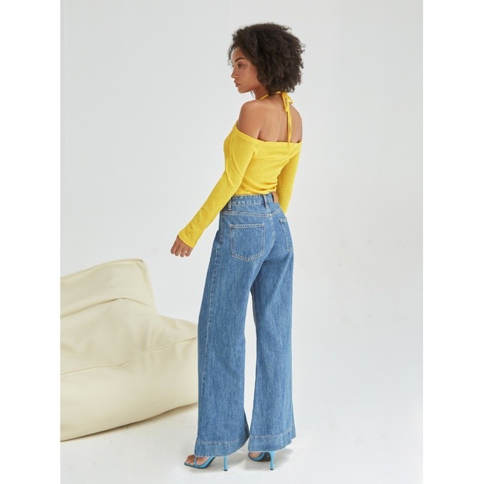 COCO SIN - Áo Thun Vàng Tay Dài Trẹt Vai