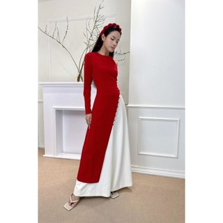 Coco sin - áo dài đỏ lệch vai