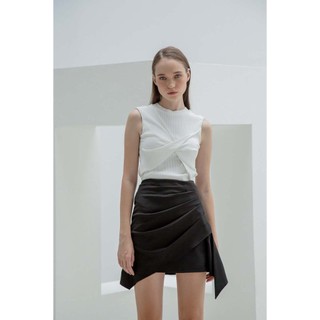 COCOSIN -Chân Váy Mini Đen Xếp Ly