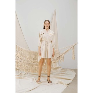 COCOSIN - Đầm Sơ Mi Cotton Linen Belt Dây Thừng