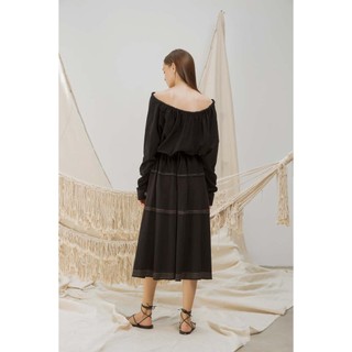 COCOSIN - Đầm Đen MiDi Dây Thừng