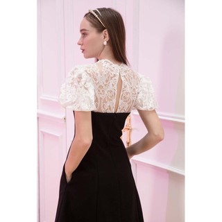 COCOSIN - Đầm Đen Midi Phối Ren