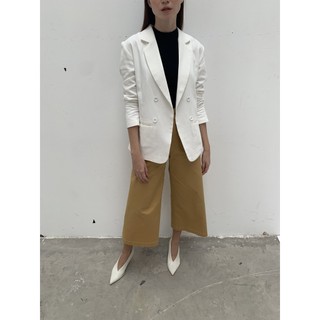 COCOSIN - Áo Blazer Trắng Linen