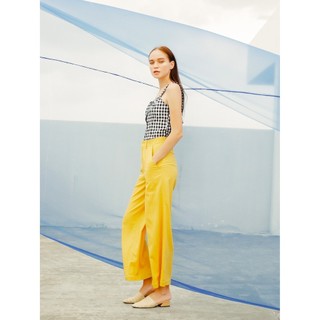 Coco sin -quần ống rộng cotton linen vàng