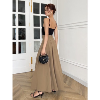 COCO SIN - Váy Nâu Midi Xếp Ly