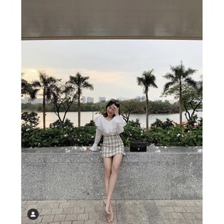 COCO SIN - Váy Mini Tweed Kem