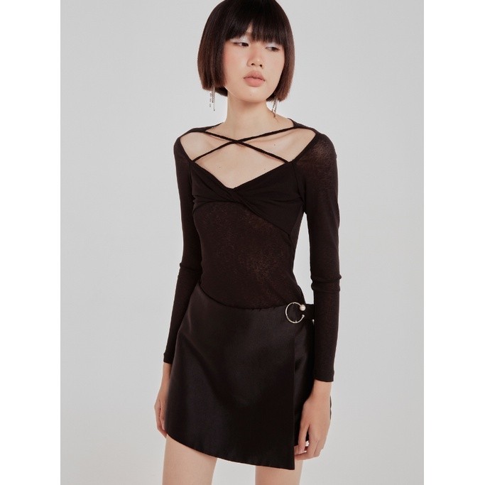 COCO SIN - Váy Mini Đen Phối Khoen