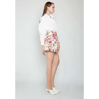 COCO SIN - Váy Mini Hoa Ly Hồng Nền Trắng